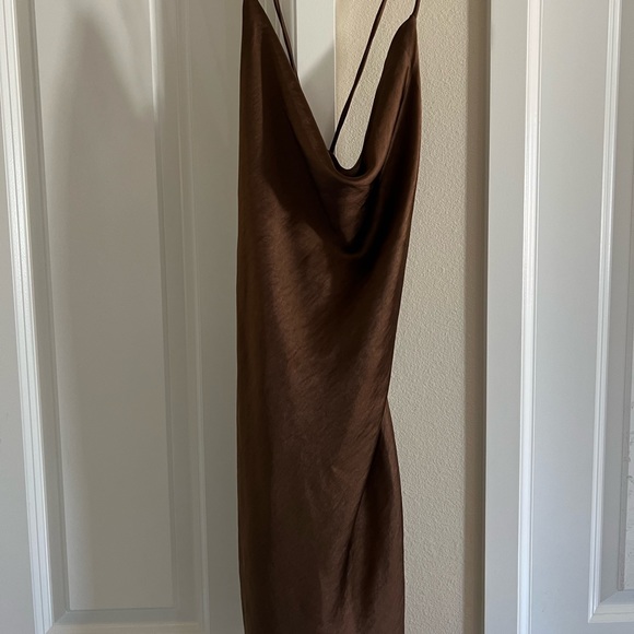 Womens Satin Brown Dress Size Small - Picture 1 of 2